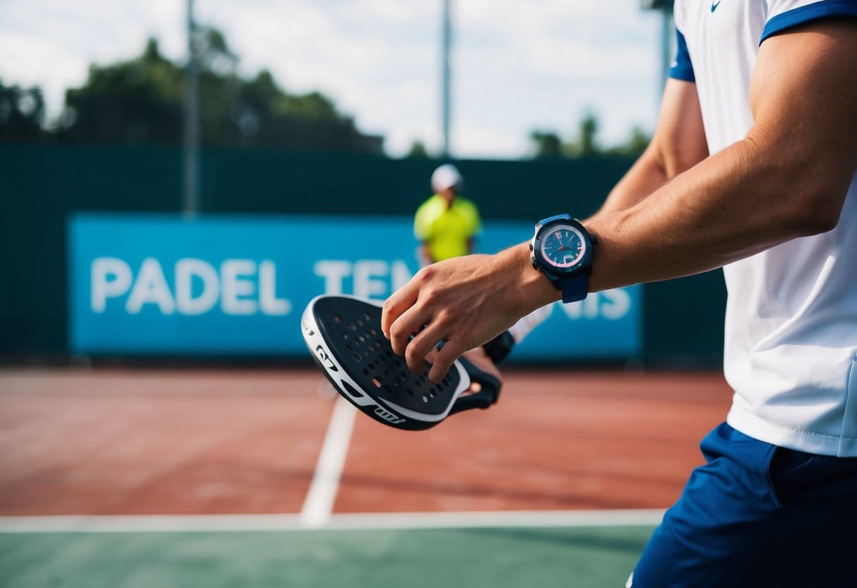 En person der bærer et sportsur mens han spiller padeltennis